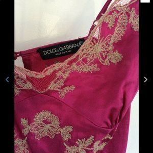 D&G Vintage Dolce & Gabbana Silk Fuschia Lace Top